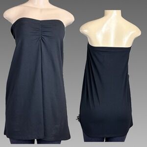 Torrid 6X Foxy Black Sweetheart Neck Tube Top Longline Ruched Strapless Cotton